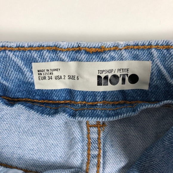 TOPSHOP Petites moto zip front jean skirt size 2 - Picture 4 of 4